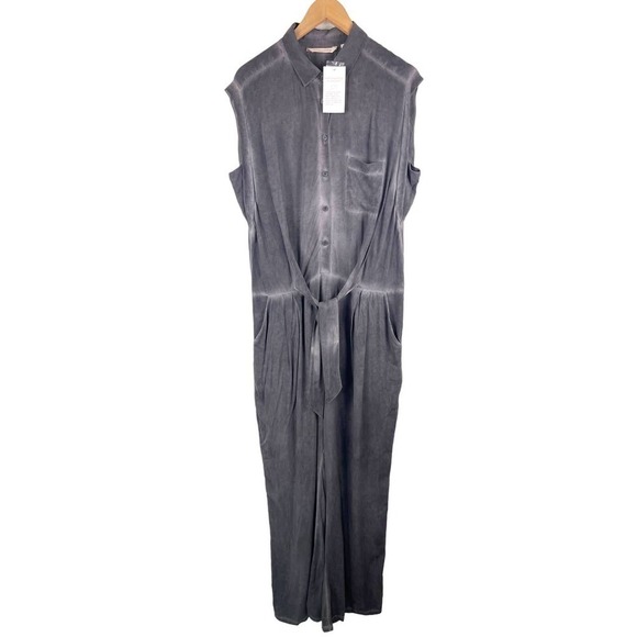 Soft Surroundings Camilla Wide Leg Soft Gray Jumpsuit Women's Large *TINY FLAWS - Picture 2 of 12